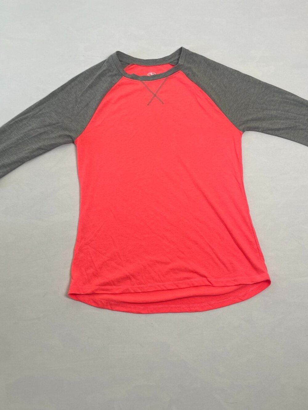 Athletics Works Tee Size S (4-6) 80% Polyester 20% Cotton Coral & Gray
